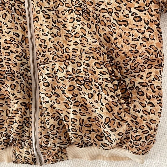 Fuda International 100% Silk Leopard Print Bomber Jacket Size Large - Picture 7 of 12